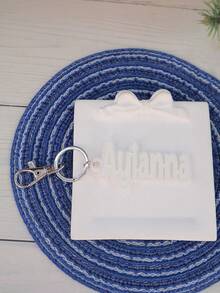 Etiqueta de nombre para mochila, llavero de acrílico personalizado, etiqueta de acrílico personalizada, etiqueta para bolsa de pañales, etiqueta para lonchera, etiqueta para niños, llavero personalizado para Acción de Gracias, Navidad, familia, novia, mamá, regalos, accesorios personalizados, estilo casual callejero - plateado - Ver 19