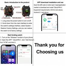 GUHUAVMI 男士户外运动智能手表，2.01 英寸 GPS 定位智能手表，LED 手电筒，540mAh 大电池，无线通话功能，GPS 轨迹，防水，100 多种运动模式，指南针，海拔和气压，天气预报，心率，睡眠监测，健身追踪器，方形设计首选 - 彩色 - 查看 11