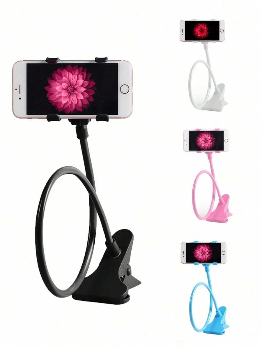 Uniwersalny, elastyczny uchwyt na telefon komórkowy typu "gęsia szyja", mocowany do łóżka, biurka i stołu. Elastyczne ramię z możliwością obrotu o 360°. Kompatybilny z 'em i telefonami z Androidem. Prezent urodzinowy, dla rodziny i przyjaciół. Do biura, akademika i domu. Uchwyt na telefon, stojak na telefon, do łóżka.