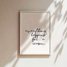 1pc Inspirational Quote Canvas Art - "Everything Happens For A Reason" - Modern Minimalist Wall Decor For Living Room, Bedroom, Kitchen, Office, Cafe, Dorm, Hallway - Positive Mindset Poster, Unframed, White Background With Black Lettering, Indoor Vertical Wall Art, Indoor Decoration | Clean Design