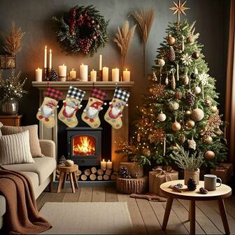 Decoraciones navideñas, bolsas de regalo colgantes, calcetines navideños, adornos para el árbol de Navidad, regalos de decoraciones navideñas, soportes para calcetines navideños, Papá Noel, bolsas de regalo navideñas, decoración de invierno para la habitación