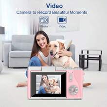 高清数码相机,180°翻盖拍摄数码相机,8倍变焦数码相机,自动对焦4800万像素高清摄像机,防抖,适合初学者和成人,数码高清相机