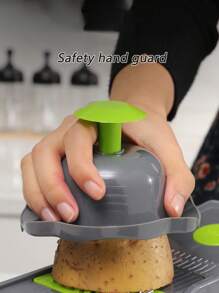 1套多功能蔬菜切菜器，解放双手做沙拉工具，切片、切丁、切丝用具，厨房小工具 - 灰綠色 - 查看 9