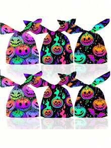 50pcs Halloween Candy Bags, Halloween Pumpkin Candy Bags, Party Gift Bags, With 2 Long Shoulder Straps, Suitable For Halloween Trick Or Treat, Autumn Thanksgiving Horror Theme Party, Halloween Decoration, Halloween Party Favors, Halloween Party Supplies - Multicolor - View 2
