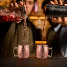 530ml Moscow Mule Mugs Set, Copper Cups Bulk Stainless Steel Moscow Mule Cups With Hammered Surface, Rust-Resistant, Iced Coffee Cups Suitable For Cocktails, Wedding Gifts, Drinkware