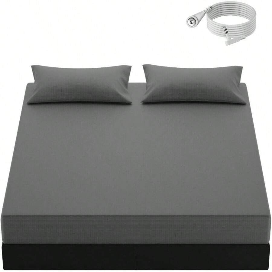 Grounding Sheets Queen Size, 0 Pure Silver Fiber+ 90 Organic Cotton, Grounded Sheet Earth Connected Bedding Fitted Earth Sheets With Grounding Cord(Deep Gray, Queen) - 深灰色+女王 - 查看 1