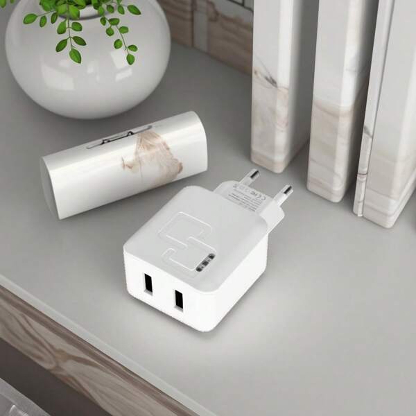 So Emma 2-Ports USB Charger Wall Charger, Multi USB Power Adapter For IPhone, Android Phones, Mobile Phones, Cameras And MP3 Etc EU Plug, Space Saving, Travel Power Supply