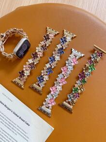 Curea Apple Watch în stil pictură în ulei floral pentru femei, potrivită pentru Apple Watch Series 10/9/8/7/6/5/4, 38 mm/40 mm/41 mm/42 mm/44 mm/45 mm/46 mm/49 mm, vintage și elegantă