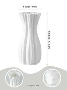 1/2pcs Ceramic Look Plastic Composite Vase, Unbreakable Vase, Height 7.8 Inch Plastic Vase, Simple Tabletop Vase, Dried Flower Vase For Pampas Grass Decoration And Artificial Flower Vase For Home Decor, Bohemian Vase For Wedding Party Table Home Decor Room Decor Glass Vase - White - View 4