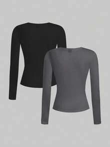Women Tops - Black Grey - View 2