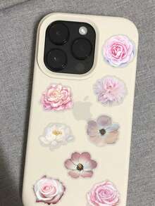 50张粉色花朵透明PET贴纸适用于手机笔记本电脑行李箱笔记本头盔DIY美观防水贴纸学生创意礼物 - 彩色 - 查看 9