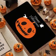 1 Stück Fußmatte mit Kürbis- und Geistermuster, schnelltrocknend, kann von Hand gewaschen, maschinell gewaschen oder chemisch gereinigt werden, saugfähiger Teppich geeignet für Heim, Schlafzimmer, Badezimmer, Küche und Esszimmer Dekoration, gut für Party, Weihnachten, Halloween, Feiertage, Innen- und Außenbereich, Hof Dekoration