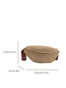 2025 Summer New Woven Chest Bag, Crossbody Bag, Fanny Pack, Travel, Versatile, Beach, Street Style Woven - Brown - View 4
