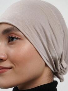 1 件女士纯色人造丝嵌入式抽绳可调节头带围巾帽