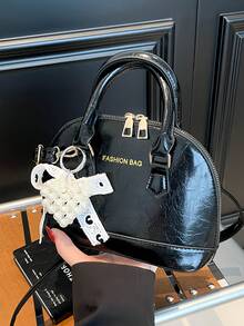 经典百搭时尚鳄鱼纹手提包，女士斜挎包/单肩包，简约皮革手提包/邮差包，圆顶提手手提包，配有可调节肩带，通勤公文包/斜挎包 - 彩色 - 查看 3