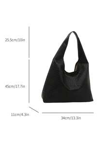 1 pièce Sac à épaule en PU tressé en forme de croissant à la mode pour femmes avec porte-monnaie