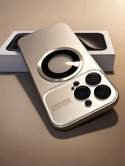 Luxury Titanium Metallic Color Glass Larger Camera Window Case Compatible With IPhone 16 15 14 13 Pro Max Plus 16Pro 16Promax Phone Cases With Magnetic Wireless Charging View Logo Soft TPU Bumper Hard Back Shockproof Full Camera Lens Protection Cover Waterproof Anti-Fall Scratch Resistant