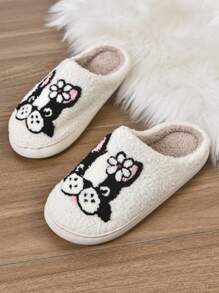 Men's Cartoon Couple Warm Slippers, Women's Indoor Spring Autumn Winter, Home Anti-Slip Thick-Soled Plush Fleece Winter Slippers