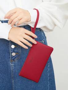 MIYIN محفظة هاتف ذكي طويلة بفتحات بطاقات وسوار معصم، حقيبة هاتف متعددة الوظائف مع جيب للعملات، محفظة بسيطة مطبوعة بحرف جرافيك من جلد البولي يوريثان مع سحاب، محفظة عصرية بسيطة للسيدات للعمل والدراسة والأعمال والهدايا والمناسبات الخاصة