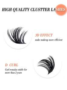 640片单簇假睫毛，高容量，9-16mm混合长度，新手DIY家用假睫毛套装，适合日常通勤、约会、音乐节、放大眼睛、睫毛簇、单根假睫毛