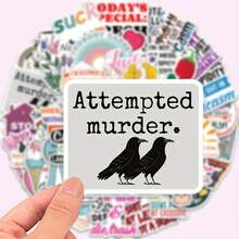 50 Satirical Vinyl Stickers - Reusable, Colorful Design With Funny Phrases Like "Nobody Cares" And "Shut Up" - Perfect For Laptops, Water Bottles, Luggage, Helmets, Skateboards And Motorcycles, Laptop Decorations | Glossy Surfaces | Durable Adhesives - 諷刺 - 查看 4