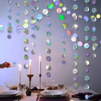 1 件全息纸质彩带装饰、生日派对用品、新年圣诞派对背景墙彩带、节日派对家居装饰