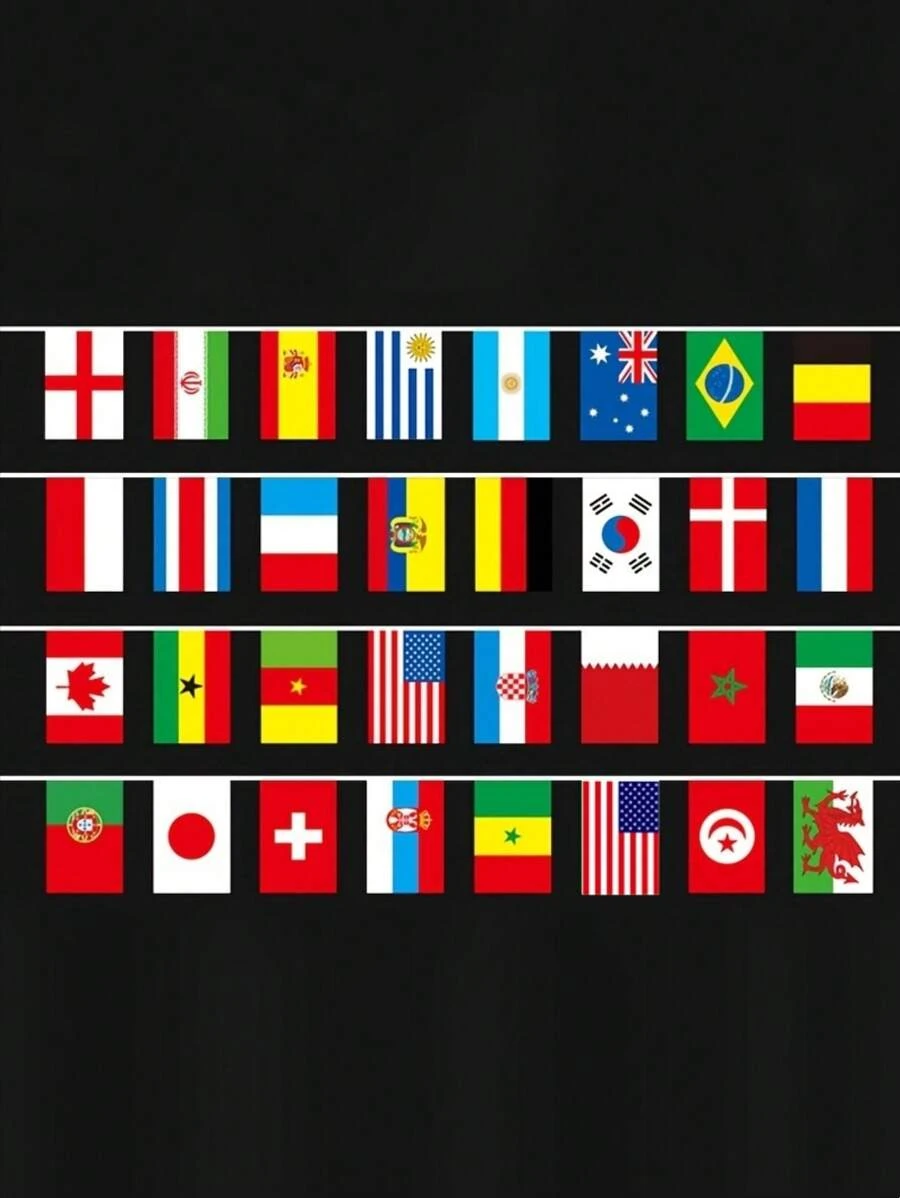 1set 32/50/100 Countries String Flags, International Hanging Bunting Pennant Banner, Decoration For Grand Opening, Sports Bar, Party Events, Holiday Supplies, Garden Decor