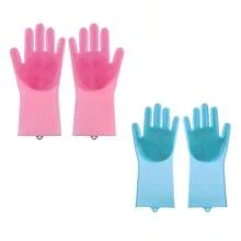 1件/1双宠物洗澡按摩手套猫抓手套加厚加长硅胶双面洗碗手套厨房用品