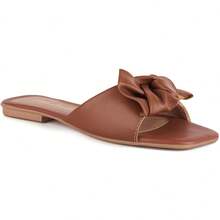 Sandália rasteirinha feminina chinelo flat slide com laço Estilosa Varias Cores