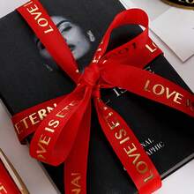 2.5cm X 5yards Floral Printed Satin Ribbon, Foil Stamped "Love Is Eternal" English Letter Bouquet Tie, Craft Supplies For Holidays, Birthdays, Celebrations - Multicolor - View 7