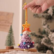 1pc Crochet Cute Christmas Tree Ornament, Multilayer Colorful Design With Star Top & Bells, Decor For Christmas Tree, Suitable For Christmas Holiday Decoration