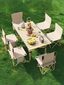1 pezzo Set portatile e pieghevole da esterno multifunzionale di tavolo e sedia, adatto per campeggio, picnic, barbecue, leggero e pieghevole, adatto per balcone e giardino - Multicolore - Visualizzare 2