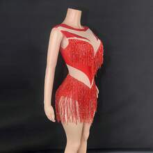 Latin Dance Cha Cha Ballroom Dance Costume Talent Show Live Broadcast Vacation Company Annual Meeting Bar Nightclub Band Dance Costume - 深棕色 - 查看 3