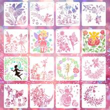 16pcs Hollow Angel Fairy Stencils, Decorative Painting Template For Scrapbooking, Wall Art, Spray Painting, DIY Craft, Reusable & Washable PET Plastic Material - White - View 10