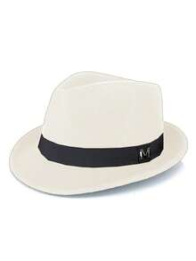 1 件男女通用纯色 M 字母绅士帽，厚实温暖纯羊毛毡复古卷边休闲软呢帽，适合日常外出和购物 - 彩色 - 查看 15