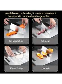 لوح تقطيع من التيتانيوم قطعة واحدة، لوح تقطيع من التيتانيوم النقي 100% المحسن حديثًا، لوح تقطيع من الفولاذ المقاوم للصدأ بحجم كبير/متوسط/صغير، لوح تقطيع معدني ثنائي الجوانب متين، لوح تقطيع للخضروات والفواكه، حصيرة عجن السوشي والعجين، أداة مطبخ