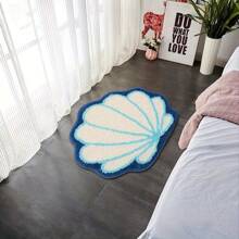 1 قطعة سجادة حمام بشكل محار مبطن - قابلة للغسل في الغسالة 100% بوليستر، بتصميم محار أزرق وأبيض، ملمس ناعم وفاخر، مناسبة للحمام والغرفة والمطبخ والمكتب وغرفة الألعاب - سجادة أرضية زخرفية، سجادة حمام ديكور مدخل الحمام والمطبخ