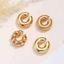 1pc Minimalist C-Shaped Smooth Open Ear Cuff For Women, New Simple Geometric Textured C-Shape Earrings, Suitable For Party, Street Style, Vacation, Work, Daily Wear, Back To School, Halloween, Christmas (No Card Included)