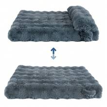 Dog Bed And Large Cat Couch – Fluffy Faux Rabbit Fur Pet Sofa For Small And Medium Dogs, Washable Removable Cover, LUXURIOUS FAUX RABBIT FUR: Pamper Your Pet With The Softest Faux Rabbit Fur In A Bubble-Textured Design. - Dark Grey - View 7