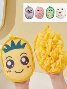 1pc Baby Bathing Essentials - 2-In-1 Scrub Sponge & Bath Flower, Anti-Slip Baby Bath Gloves, Thick Hanging Design, Soft & Non-Shedding Bath Sponge, 2-Sided Baby Bath - Multicolor - View 2