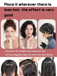 Extensiones de cabello con clip de fibra sintética resistente al calor con ondas de agua de 6-18 pulgadas para cabello ralo, para volumen instantáneo en las raíces (uso diario/fiesta)