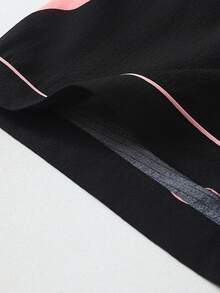 Cute Women's 2 Piece Pajama Set With Heart Print Design, Stylish And Comfortable Sleepwear For Casual And Daily Wear - màu đen - Xem 7