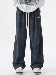 Cordhose in Große Größen, gerade geschnittene Lässige Hose mit Stickerei, geeignet für Herbst/Winter