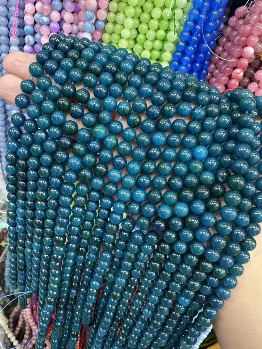 1 Strand Natural Blue Apatite Stone Beads 4/6/8/10mm Round Gem Bead For DIY Bracelet Charms Jewelry Making Beaded Wholesale - Blue Spirit Gray - View 1