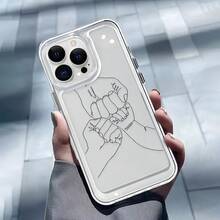 1pc Minimalist Transparent Anti-Drop Space Case With Line Art Family Design Phone Case, Personalized Compatible With IPhone 16 Pro Max, 15/14 Plus, 13, 12, 11 Protective Cover Waterproof Shockproof Scratch Resistant - Multicolor - View 2