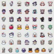 50pcs New Cute Halloween Doodle Stickers, Suitable For Water Bottles, Computers, Halloween Decoration