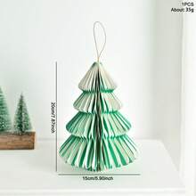 1pc Red & Green Striped Honeycomb Folding Christmas Tree Ornament, Compact & Elegant, Great Home Decor For Christmas Season