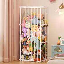 Metal Stuffed Animal Storage, Large Zoo Stuffed Animal Holder With Elastic Cord, Space-Saving Animal Zoo Storage - Sturdy Plush Toy Organizer For Nursery, Playroom & Bedroom - White,10468325 - 紅白色 - 查看 1