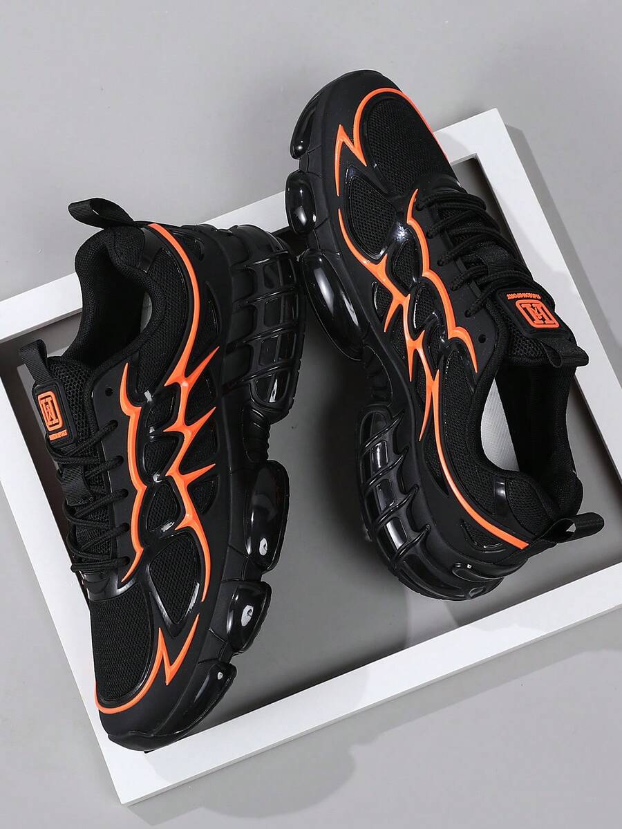 Men's Low-Top Sneakers, Casual Running Shoes, Jogging Shoes, Walking Shoes, Fashionable Gradient Red Footwear, Tennis Shoes, Streetwear - Orange - View 1