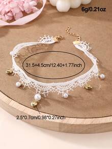 قلادة بسيطة من اللؤلؤ والفراشة والقلب، مجموعة قلادة مناسبة للمراهقات للاستخدام اليومي، هدية للمناسبات - أبيض - مشاهدة 6